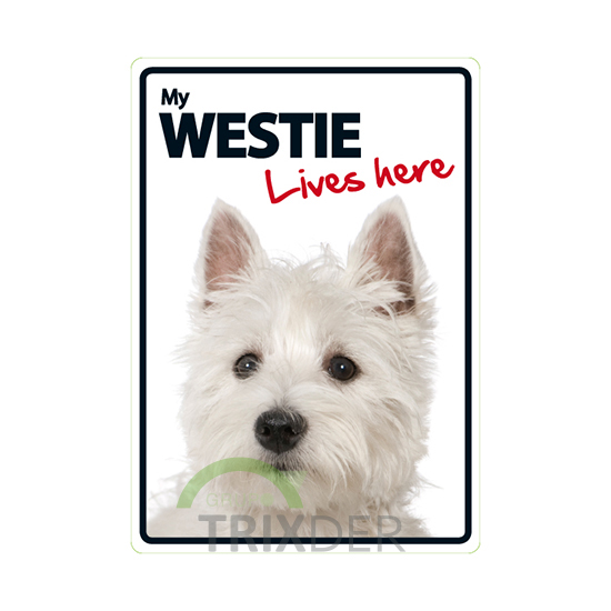 Señal A5 'West Highland Terr-LivesHere', 14.8x21cm