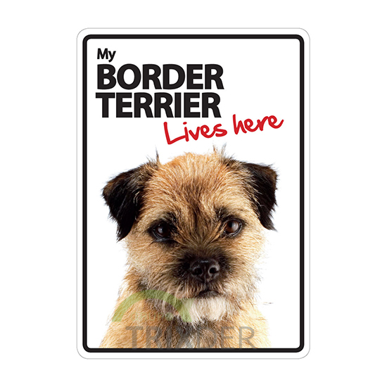 Señal A5 'Border Terrier - Lives Here', 14.8x21cm 