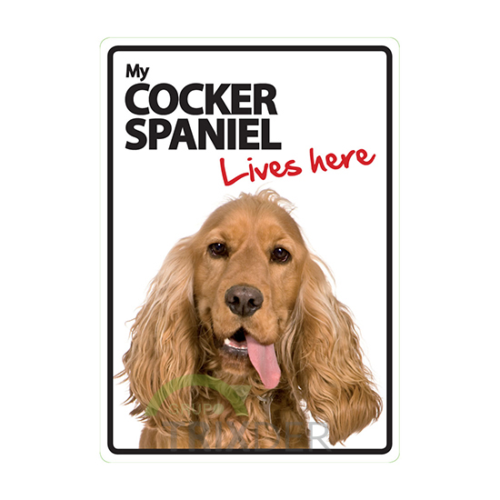 Señal A5 'Cocker Spaniel - Lives Here', 14.8x21cm 