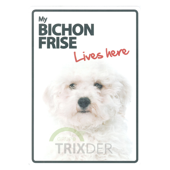 Señal A5 'Bichon Frise - Lives here', 14.8x21cm   