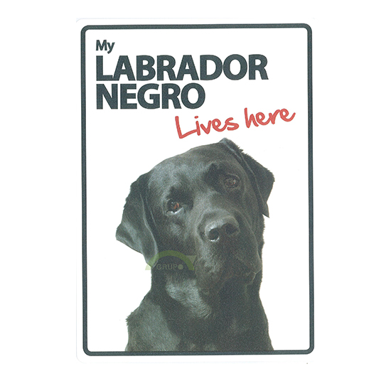 Señal A5 'My Labrador Negro-Lives Here', 14.8x21cm
