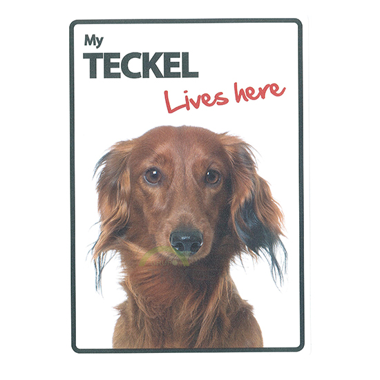 Señal A5 'Teckel - Lives Here', 14.8 x 21 cm      