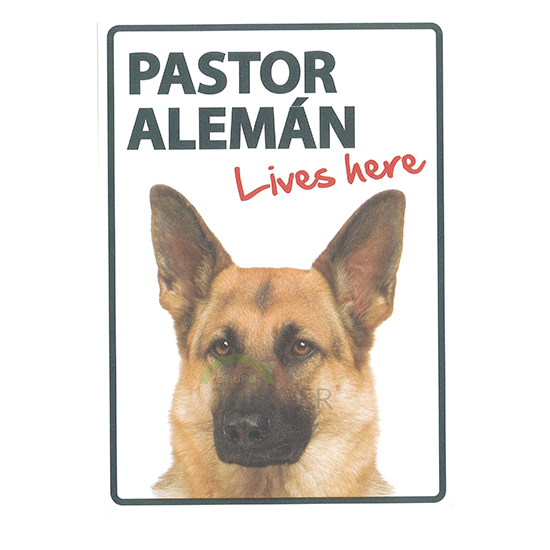 Señal A5 'Pastor Alemán - Lives Here', 14.8 x 21cm
