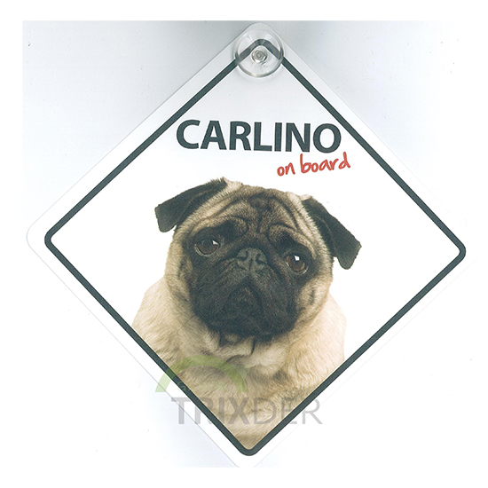Señal con Ventosa 'Carlino On Board', 14 x 14 cm  