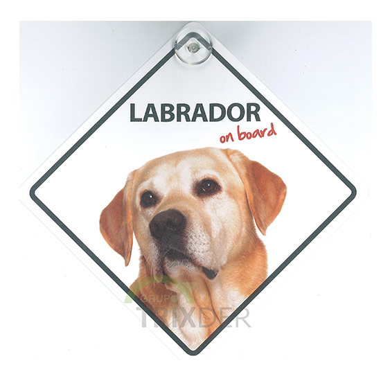Señal con Ventosa 'Labrador On Board', 14 x 14 cm 